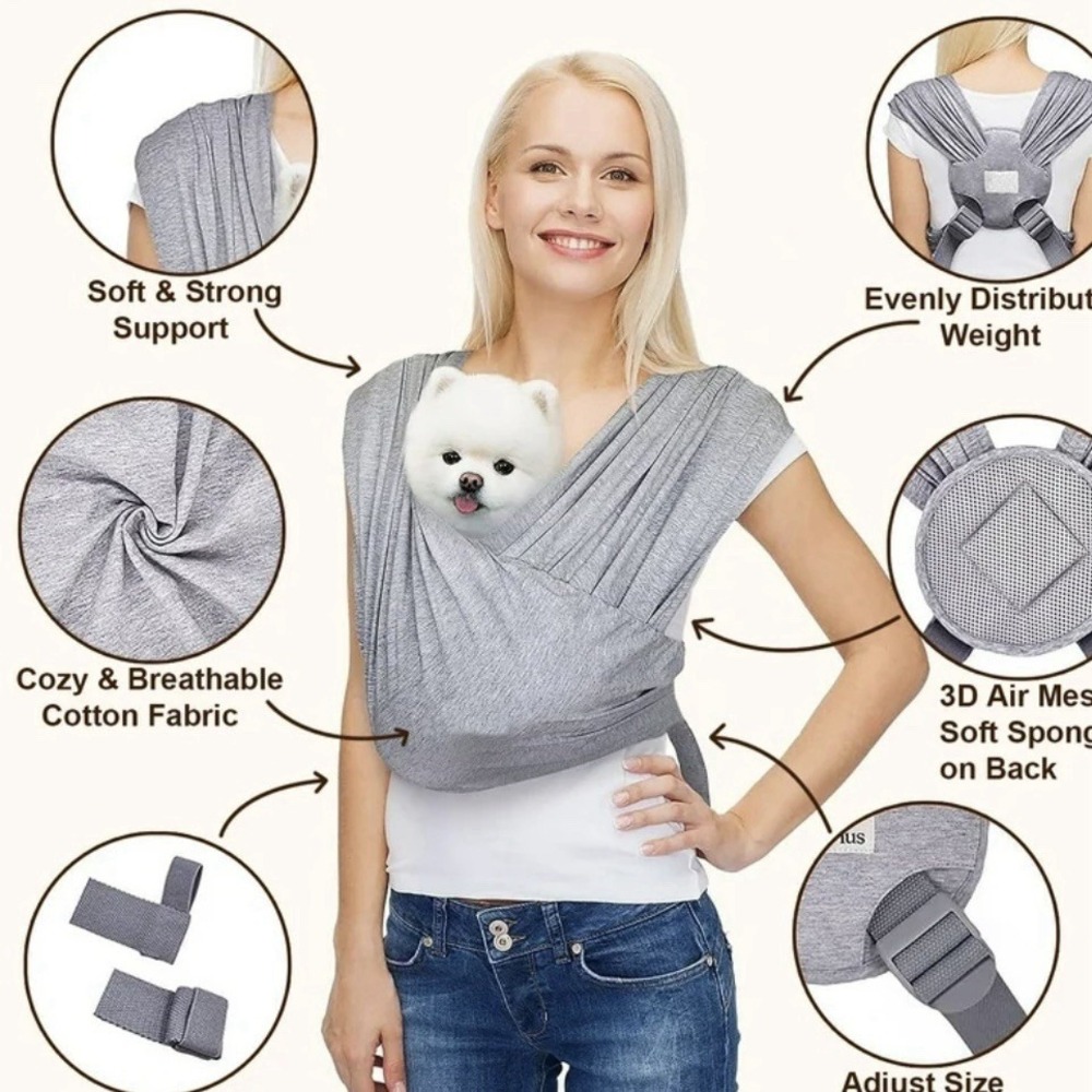Dog Carriers for Small Dogs, Front Facing Regular, Light Heather Gray Hands Free